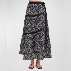 Merlette
Floral-Print Pleated-Trim A-Line Maxi Skirt